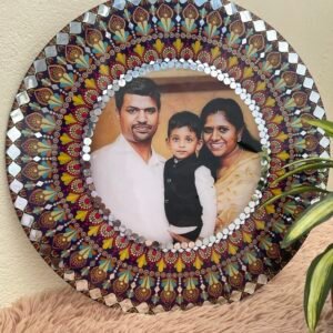 Elegant Personalised Family Portrait Dot Mandala Frame (14-Inch) | Steezy Glossy