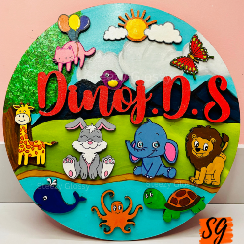 Customised Jungle Theme Kids Name Board