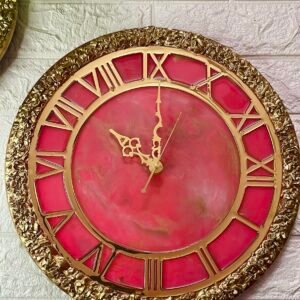 Decorative Wall Clock - Pink & Gold