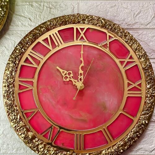 Radiant Handcrafted Resin Pink Wall Clock - 14" | Steezy Glossy