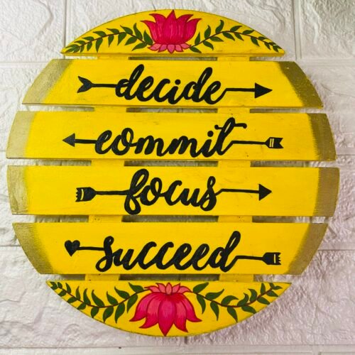 Handpainted Decide Commit Focus Succeed Quote Board Art | Steezy Glossy
