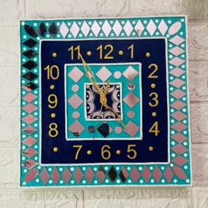 Handmade Evil Eye Lippan Mirror Art Wall Clock