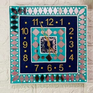 Evil Eye Lippan Art Clock: Handmade Square Wall Decor (12") | Steezy Glossy