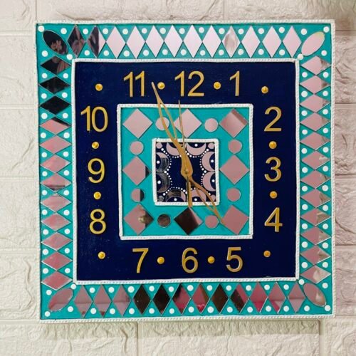 Evil Eye Lippan Art Clock: Handmade Square Wall Decor (12") | Steezy Glossy