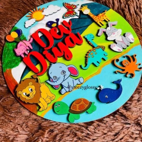 Customised Jungle Theme Kids Name Board
